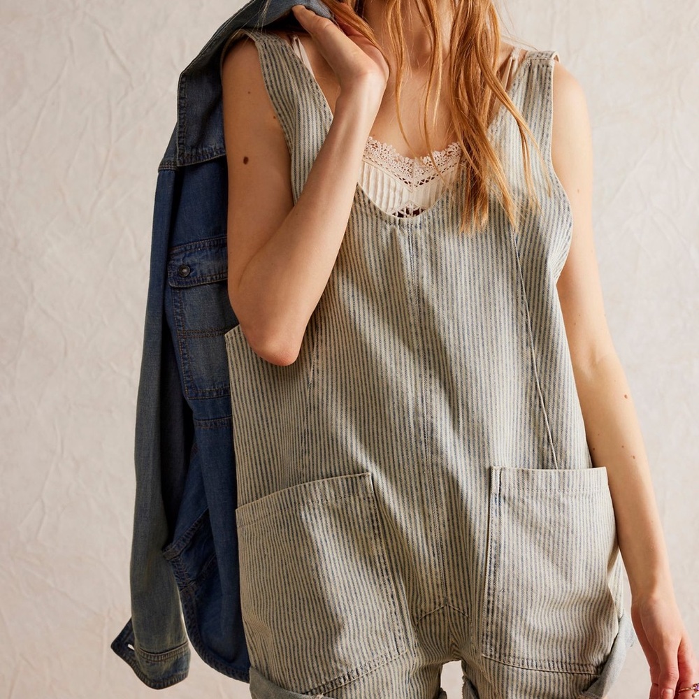 Free People High Roller Romper Railroad Romper size Med NWT